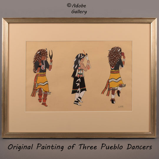 Jemez Native American Southwest Painting Buffalo Dance C4670B Adobe