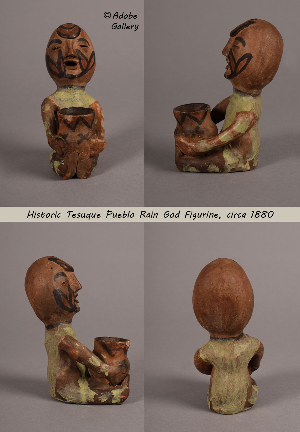 Tesuque Pueblo Pottery Rain God Figurine C464246 Adobe Gallery, Santa Fe