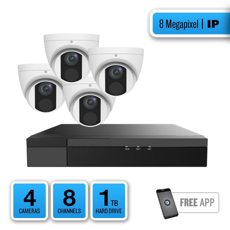 Alibi 4K Ultra HD 8-Ch 1TB NVR Security System w/4x 8MP IP Turret Dome