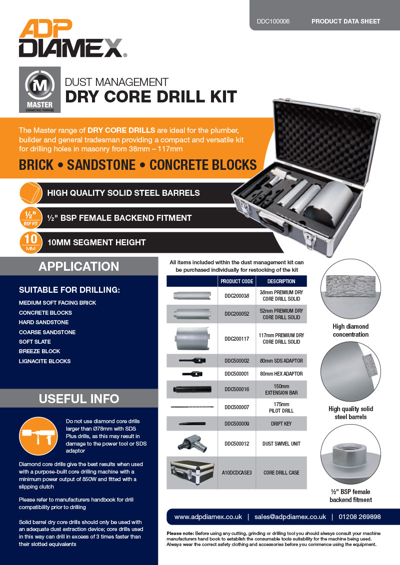 Dust Extraction Core Drill Kit