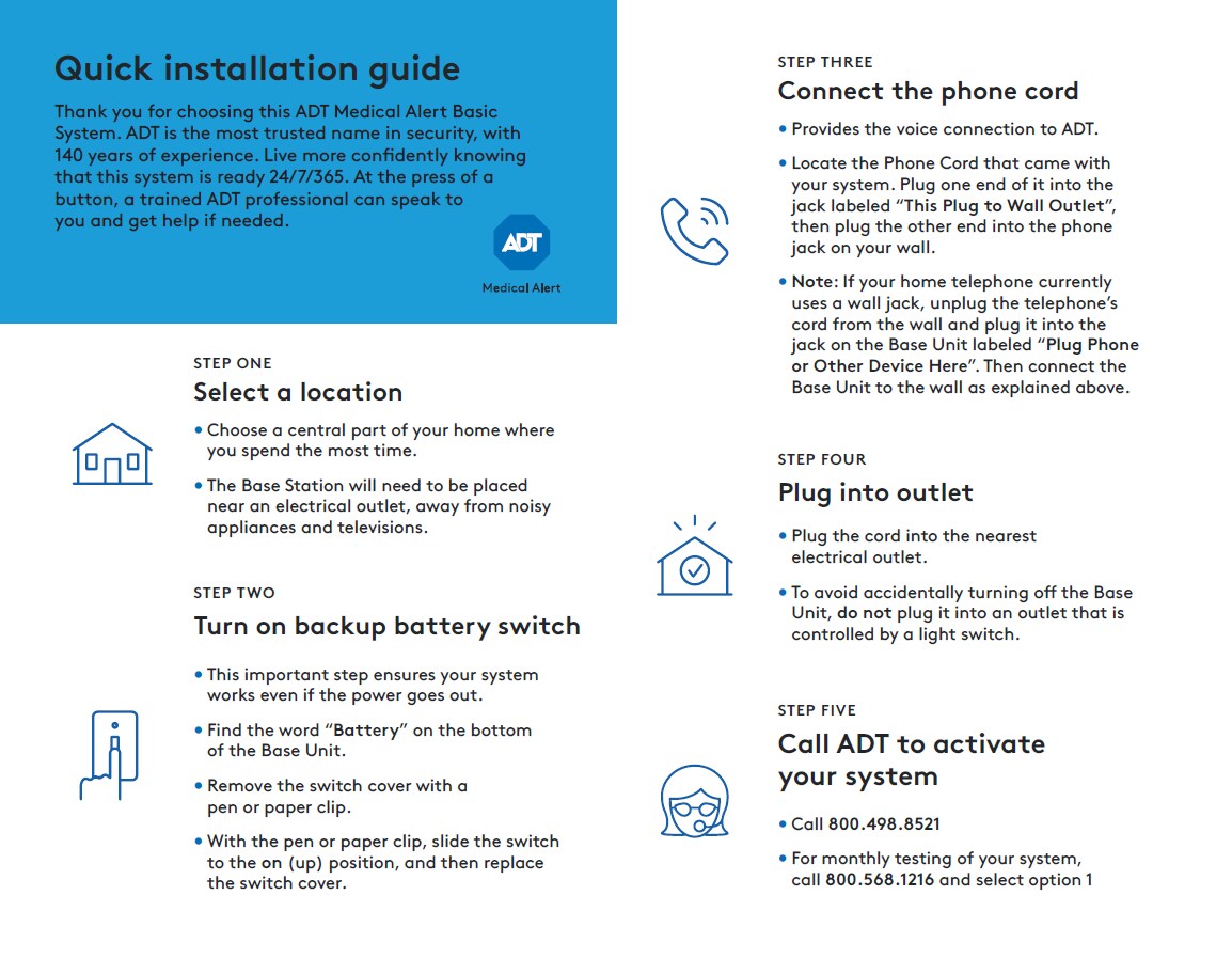 How To Install ADT Medical Alert Systems Download the PDF Guides here
