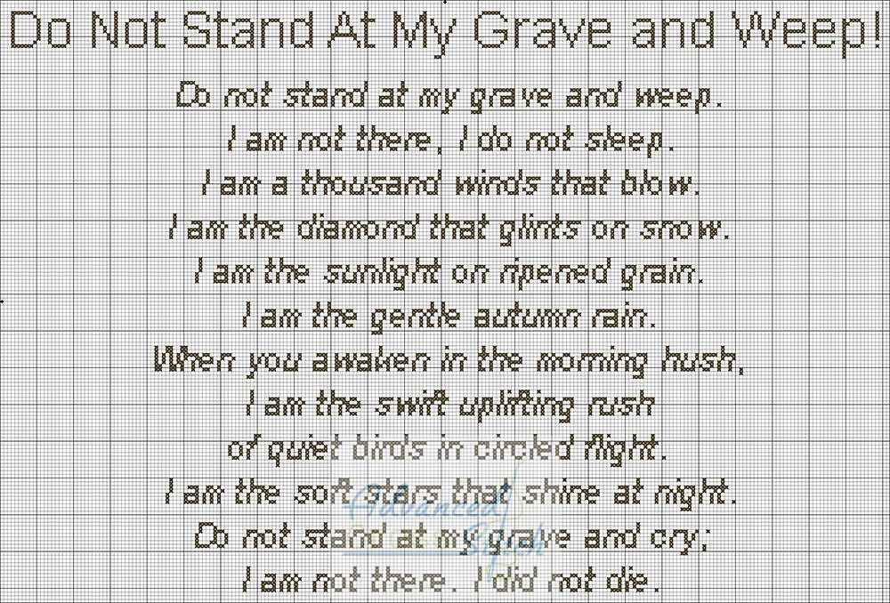 Do Not Stand At My Grave And Weep Stitched Poem Advanced Cross Stitch