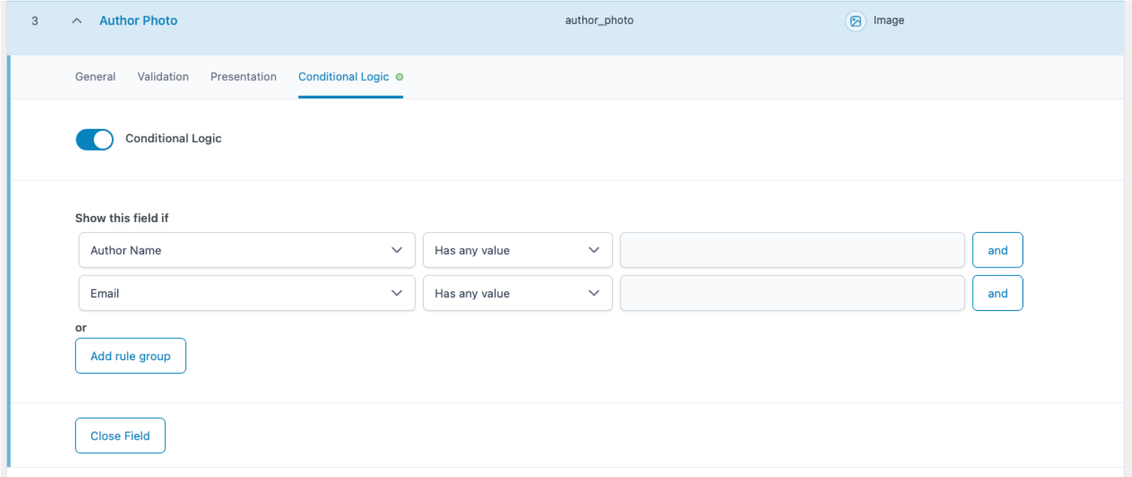 ACF Conditional Logic