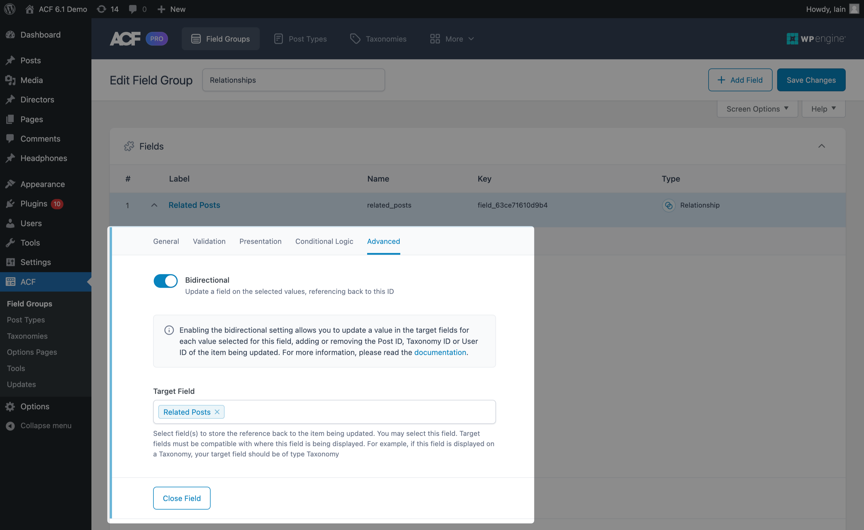 ACF Bidirectional Relationships