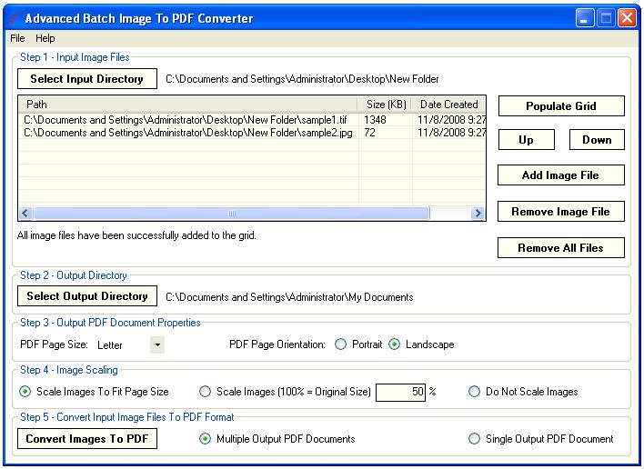 Advanced Batch Image To PDF Converter. Free download for Windows