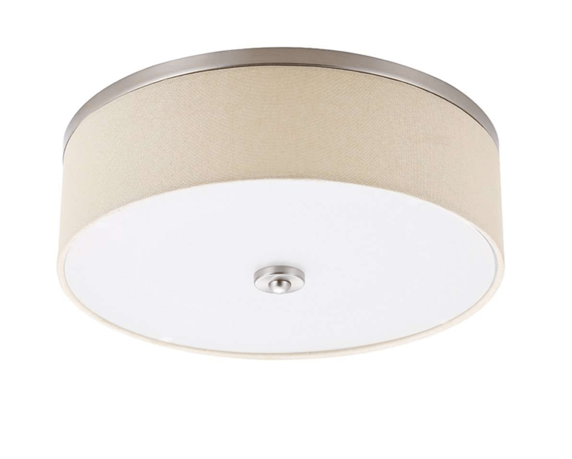 Steel Beige Fabric Led Drum Ceiling Light Houston LED Lighting