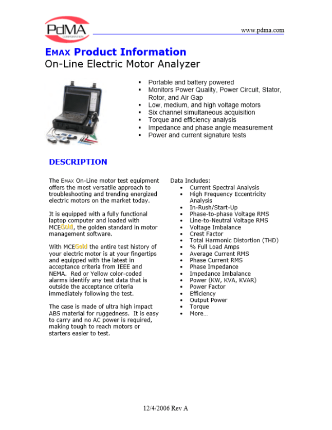 PDMA EmaxOn Line Motor Test Advance Siam Tech Co., Ltd.