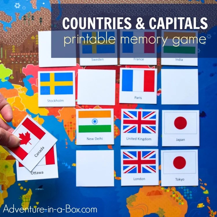 Flags of the World Bingo Printable Game for Kids Adventure in a Box