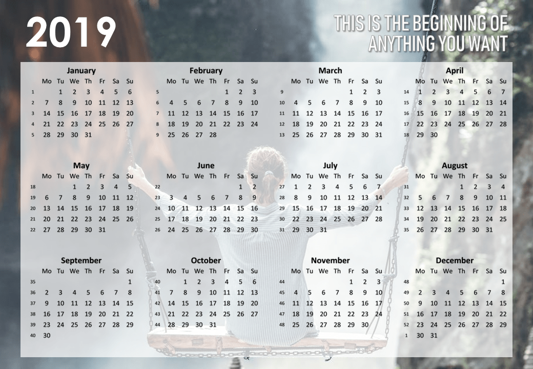 Free Printable Calendars 2019 for a Successful Start to Your Year