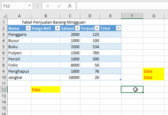 Cara Menghapus Menambah Baris dan Kolom pada Excel dengan Tabel