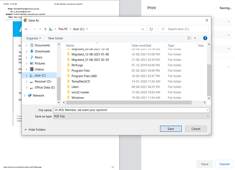 How to Export AOL Email to Hard Drive With Attachments?