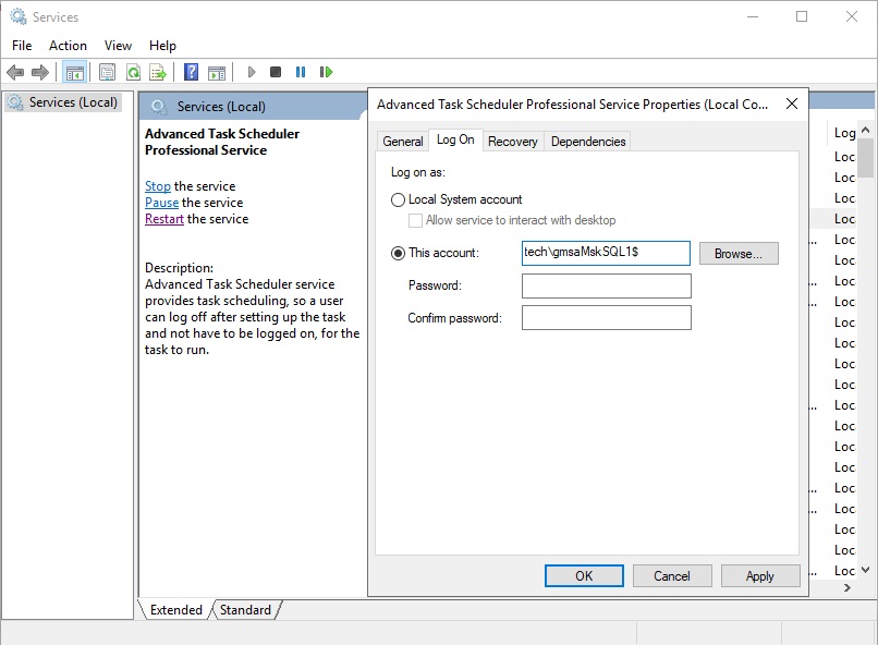 Advanced Task Scheduler Service under Group managed service account