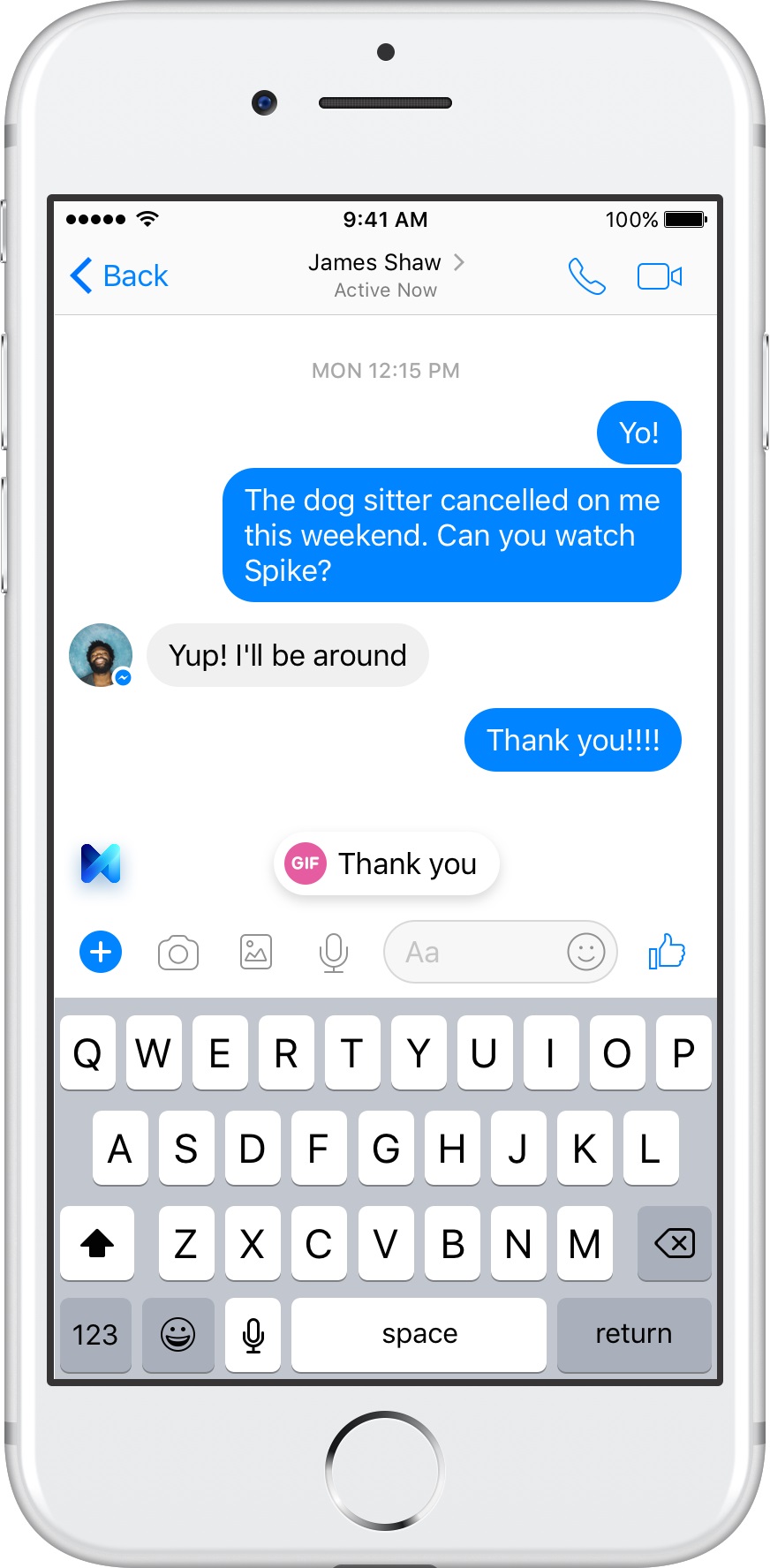 Facebook Messenger’s M Now Suggests GIFs and Quick Replies