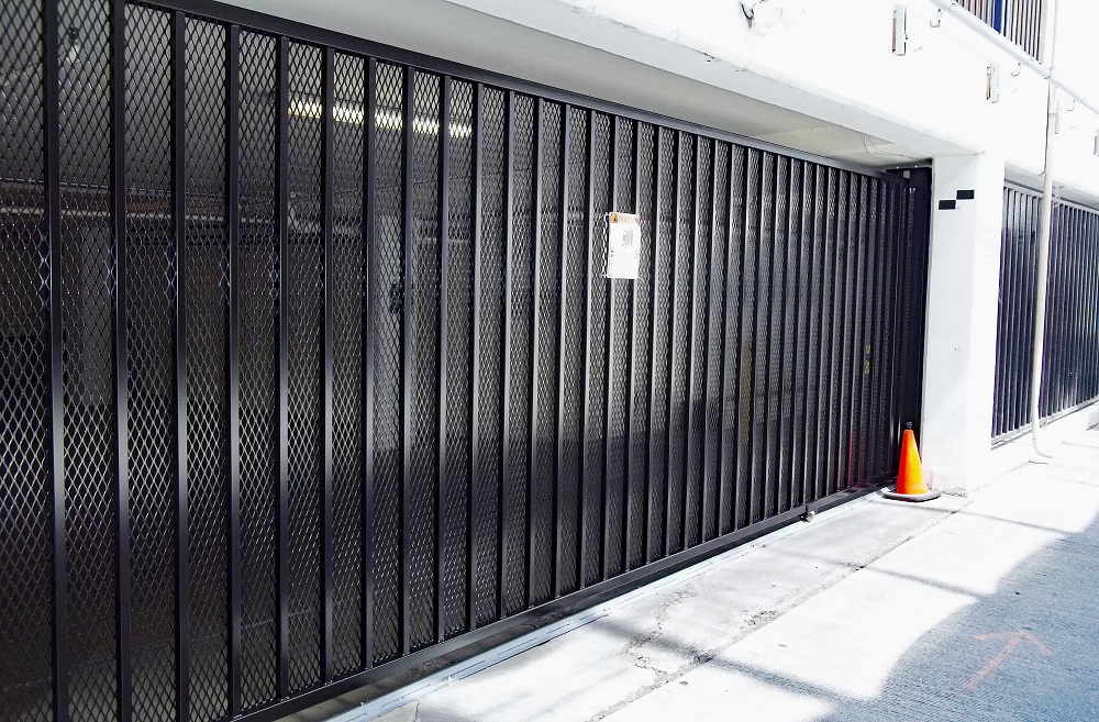 Iron Slide Gate with Expanded Metal Automated Gates and Equipment