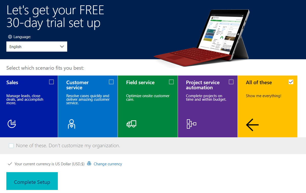 Sign up for a free trial Dynamics 365 Marketing