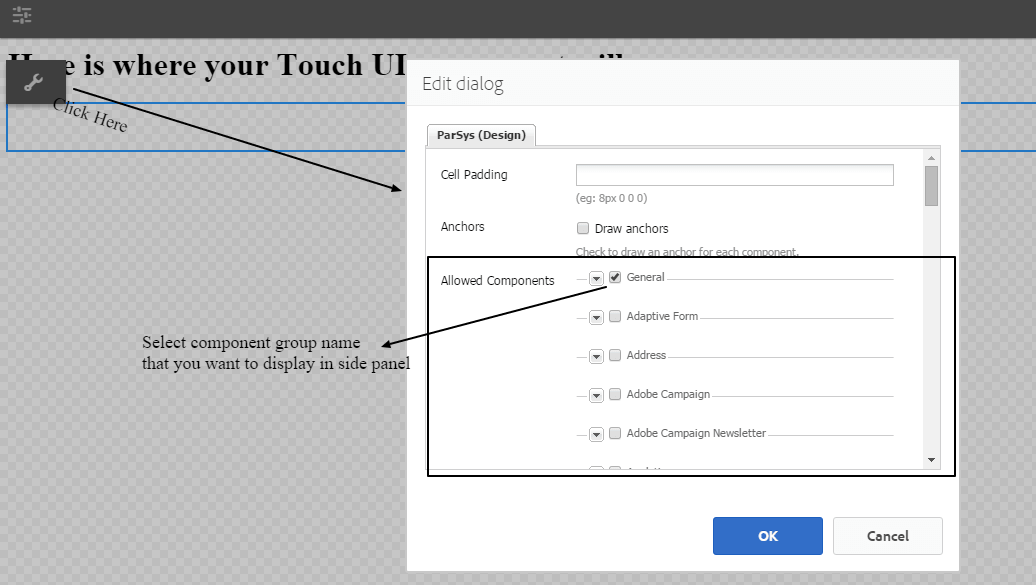 add components in touch ui from parsys to side panel aem 6 AEM CQ5