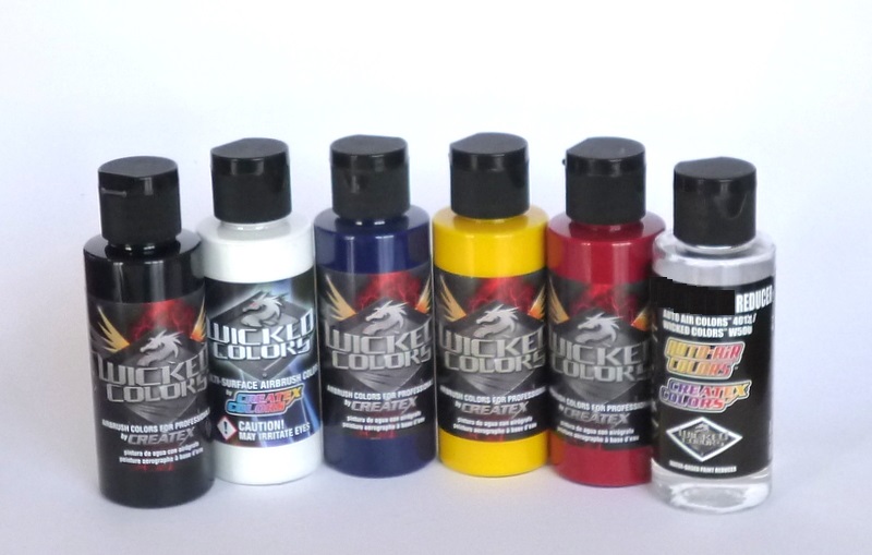 vendita Createx Wicked Colors Detail kit 5 colori aerografo + 1 Reducer