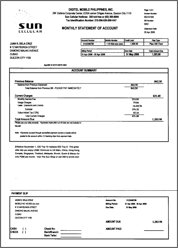 How to Read Your Sun Cellular Bill 596