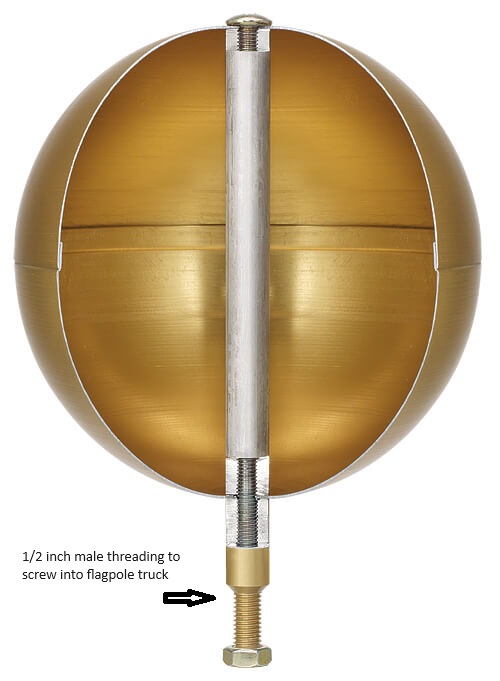 8″ Gold Flag Pole Ball with 1/2″ rod American Flagpole & Flag Co.