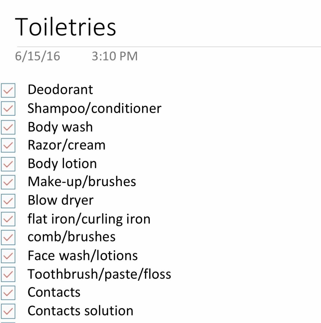 carry on packing list