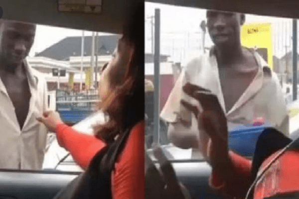 Une vidéo d'une femme suppliant un marchand ambulant de l'embrasser