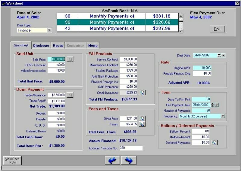 Inexpensive F&I software for used car dealers or new car dealer