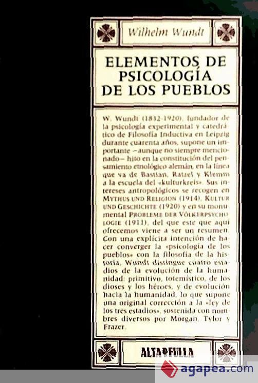 ELEMENTOS DE PSICOLOGIA DE LOS PUEBLOS Agapea Libros Urgentes