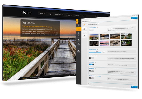 Storm WordPress Vollbild Hintergrund Thema Agentur