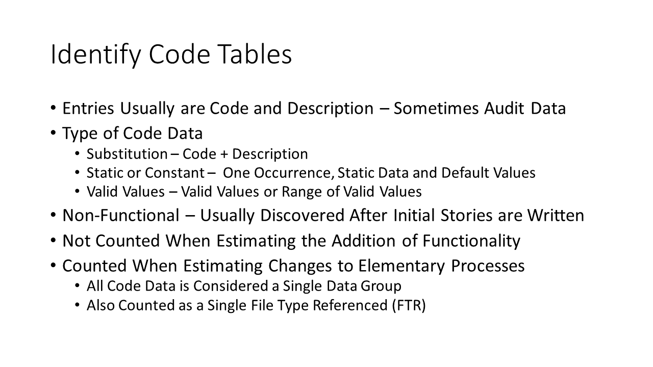 Identify Code Tables