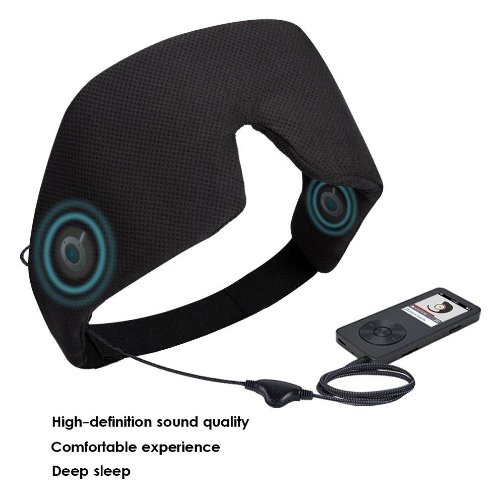 Soft Wired Eye Mask with Headphones and Biultin Headphones, Large AGPTEK