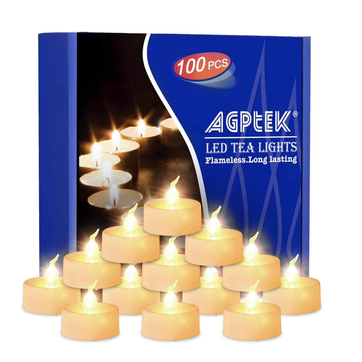 Long Lasting Tealights, AGPtek 100 BatteryOperated No flicker Steady