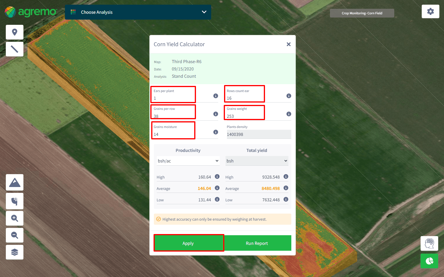 Corn calculator Agremo