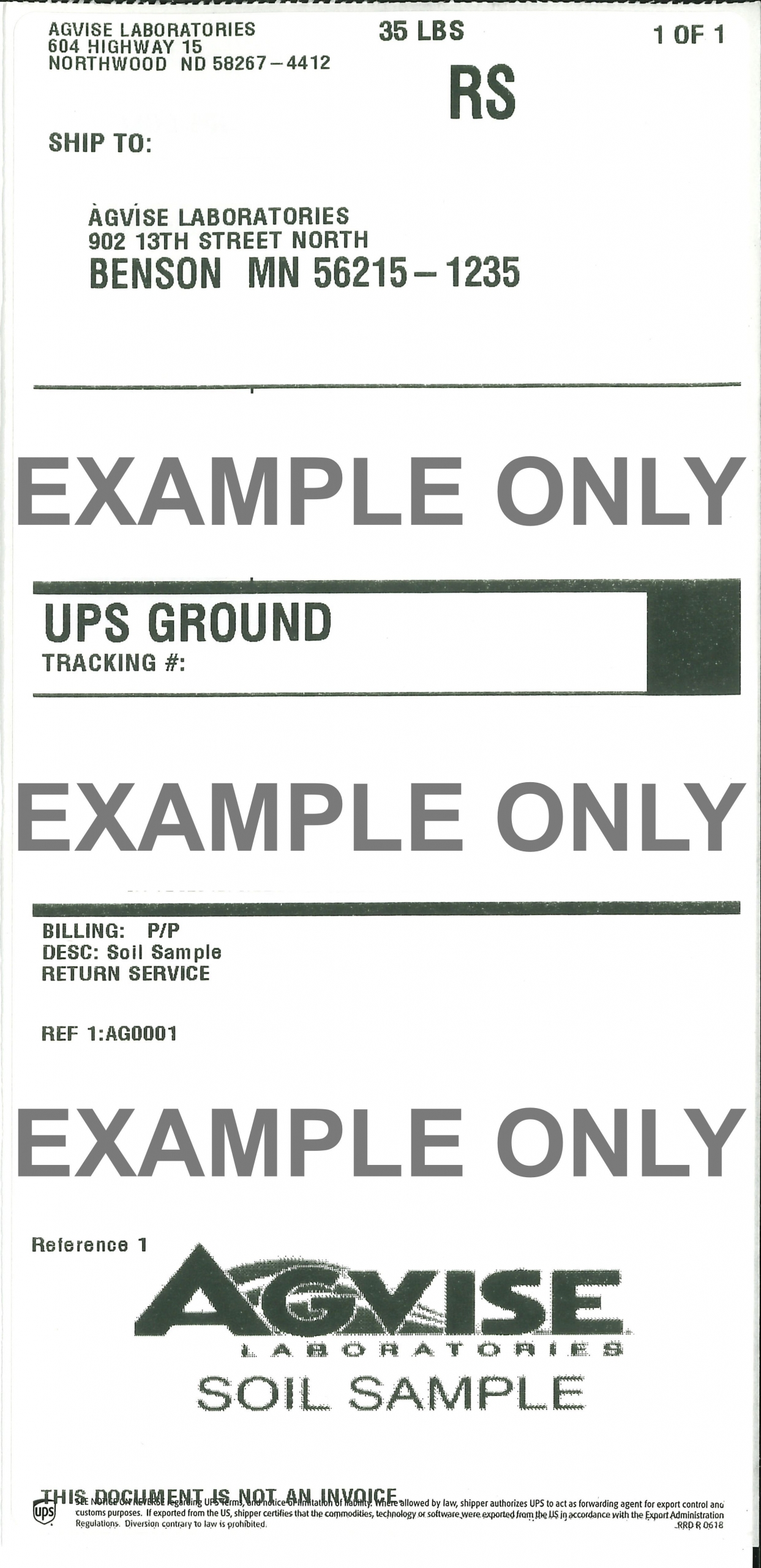 UPS Shipping Label Agvise Laboratories