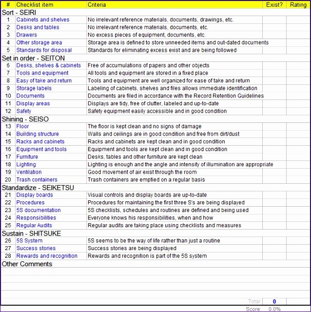 5s Checklist Template Understanding The Background Of 5s