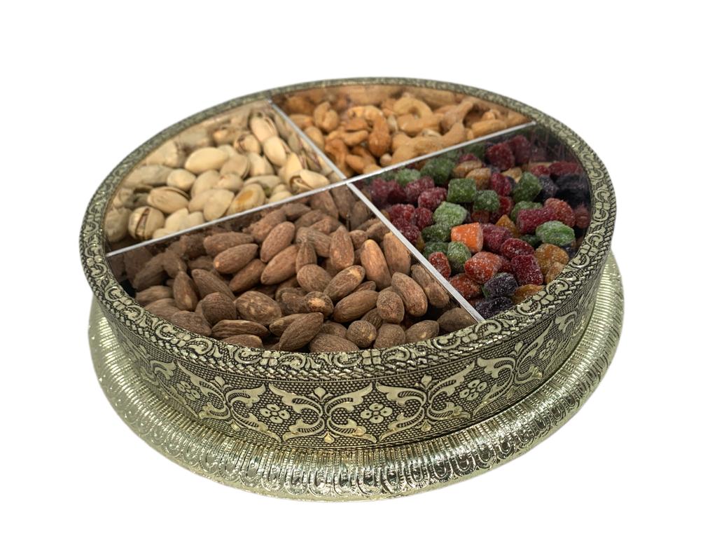 Buy Oxidized Maroon Round Dry Fruit Box Online
