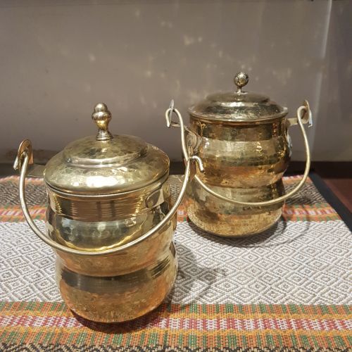 Buy Zishta Brass Ghee Pot/ Container Small online in the U.K. AHA BAZAAR