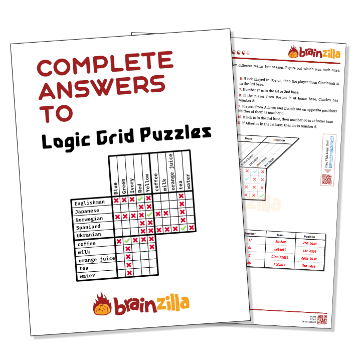 Logic Puzzles Answers from Aha! Puzzles Aha! Printables