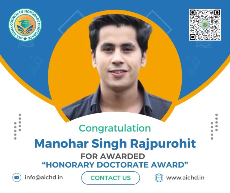 AICHD Honorary Doctorate Award is presented to Manohar Singh AICHD