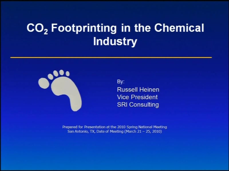CO2 Footprinting in the Chemical Industry AIChE