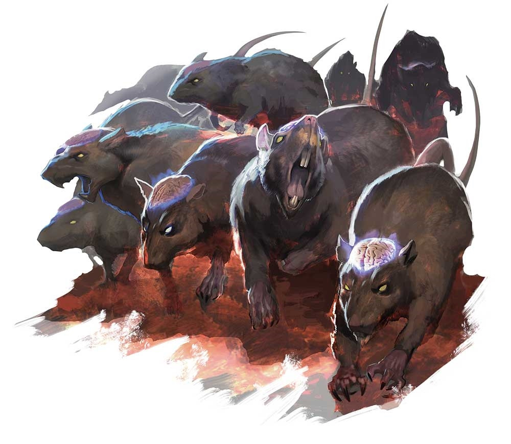 Swarm of Cranium Rats Monster » Dungeons & Dragons DnD 5e