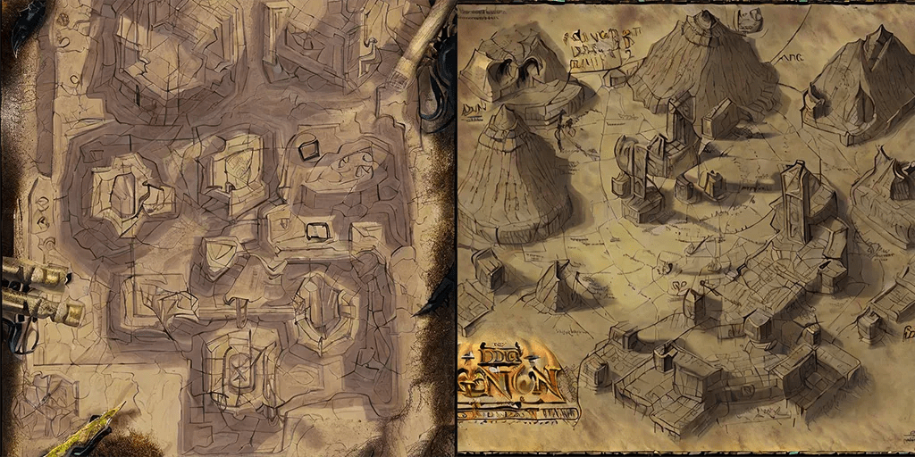 Dungeon and Dragons Concept Maps with Stable Diffusion AI Demos