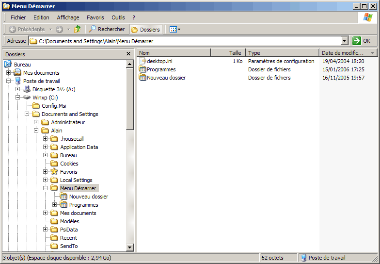 SendTo menu Envoyer vers Windows XP, Vista, 7
