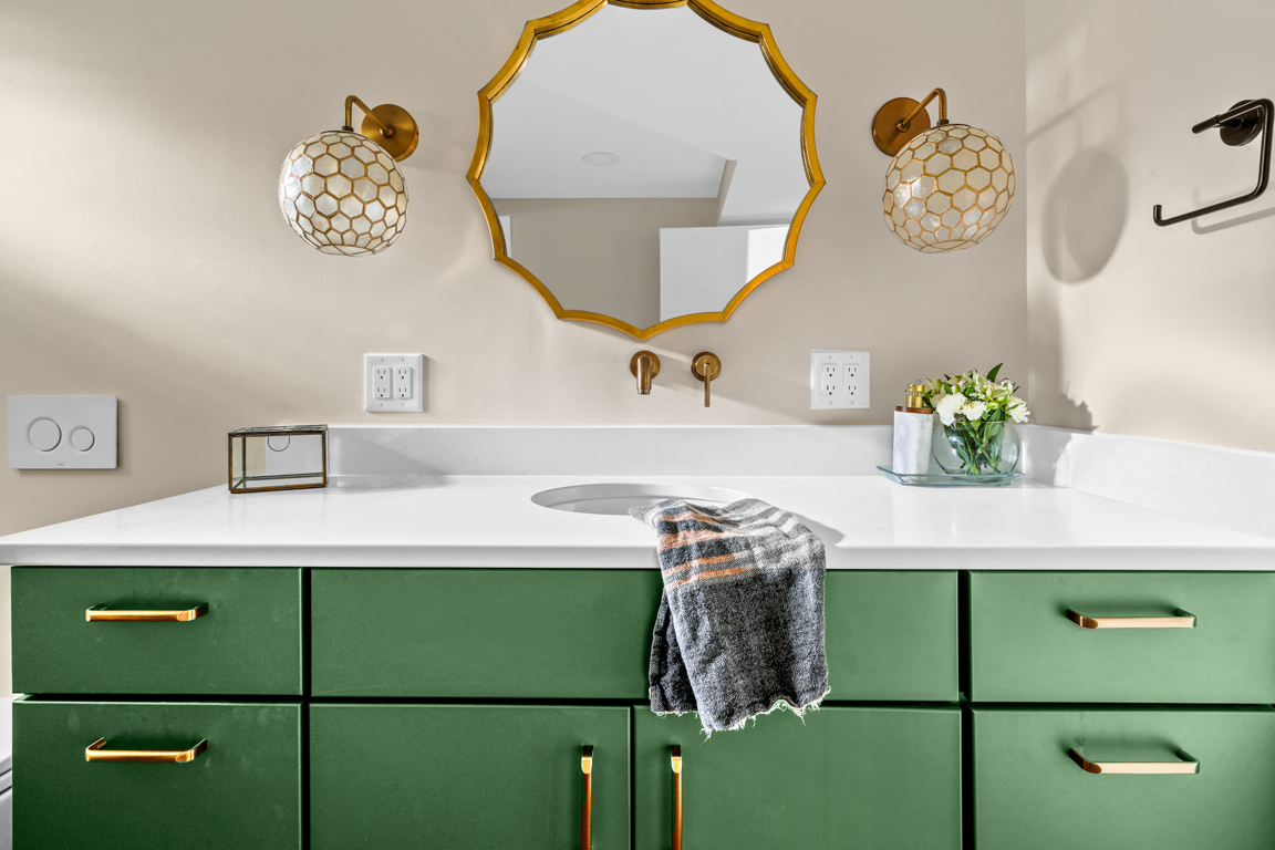 Modern Green Bathroom Remodel AIM Kitchen & Bath