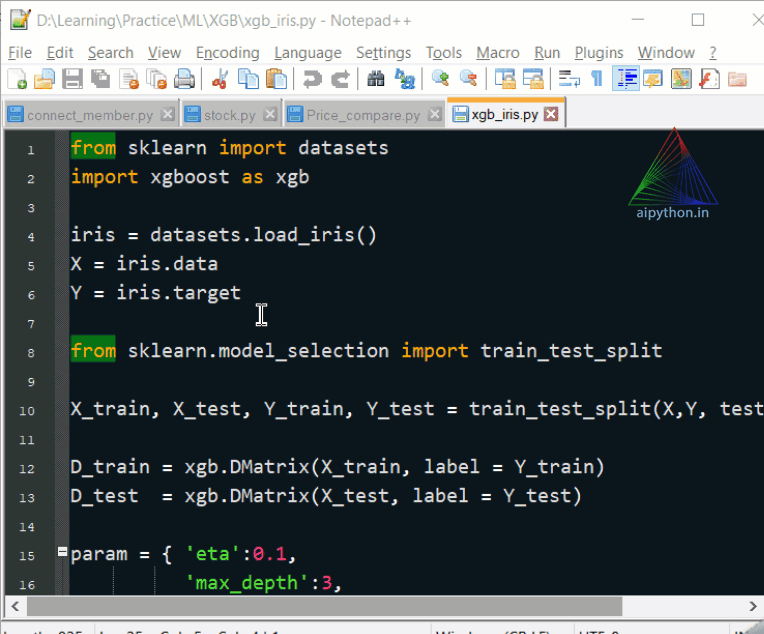 Simple and easiest way to execute python script from notepad++ aipython