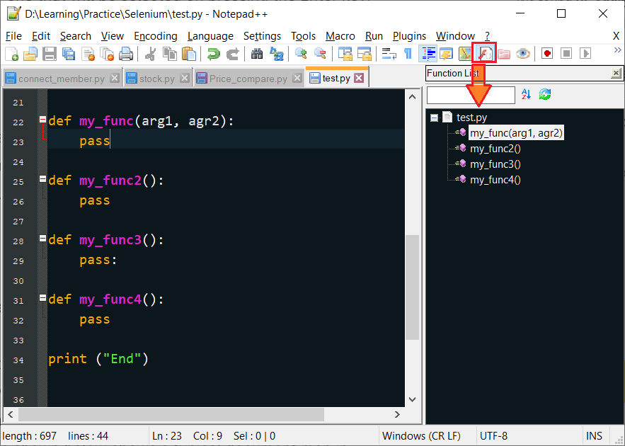 Как в notepad запустить python