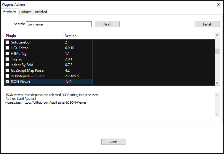 Format and view json file in Notepad++ editor aipython