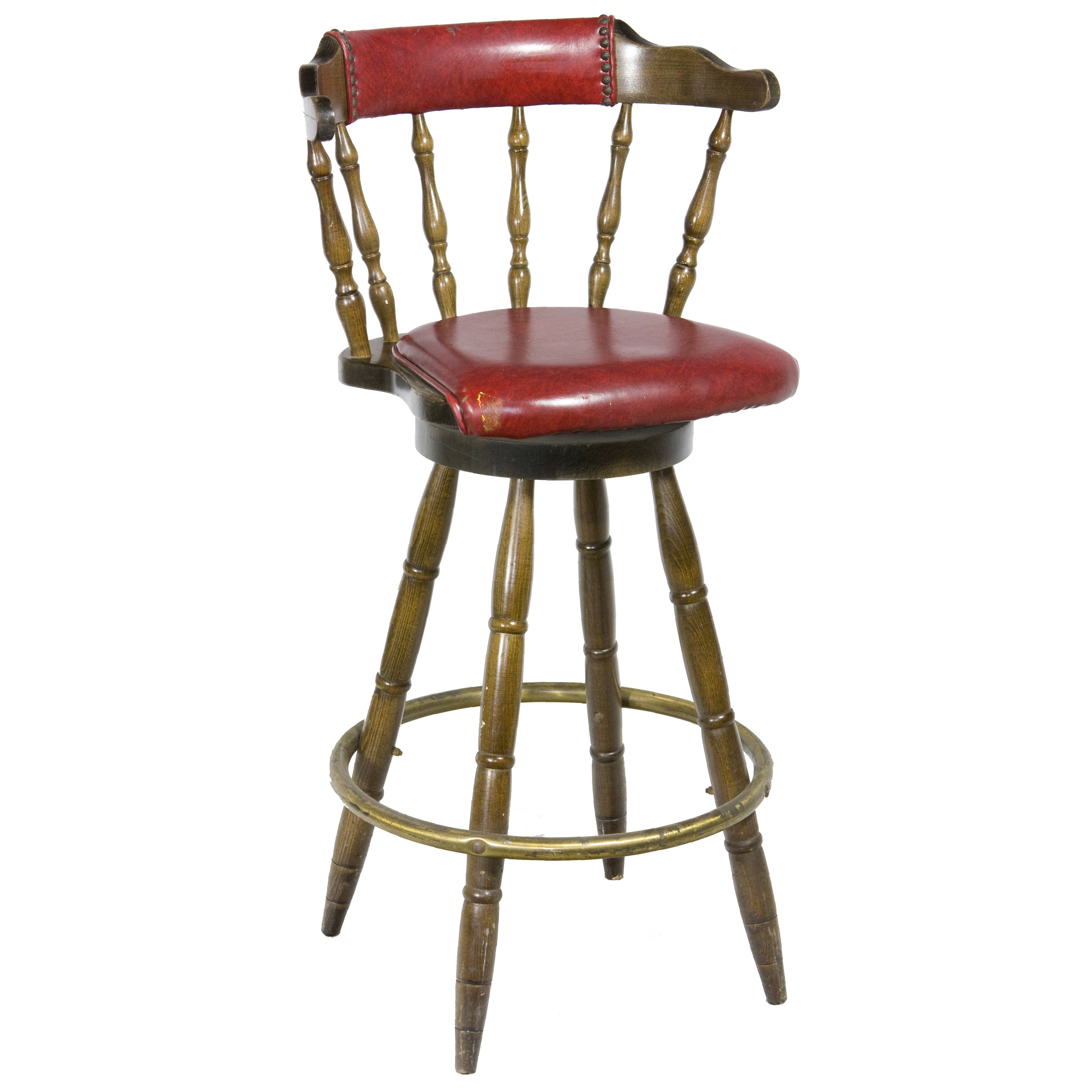 STOOL / CAPTAINS CHAIR / DARK WOOD W/ RED W/ BACK Air Designs