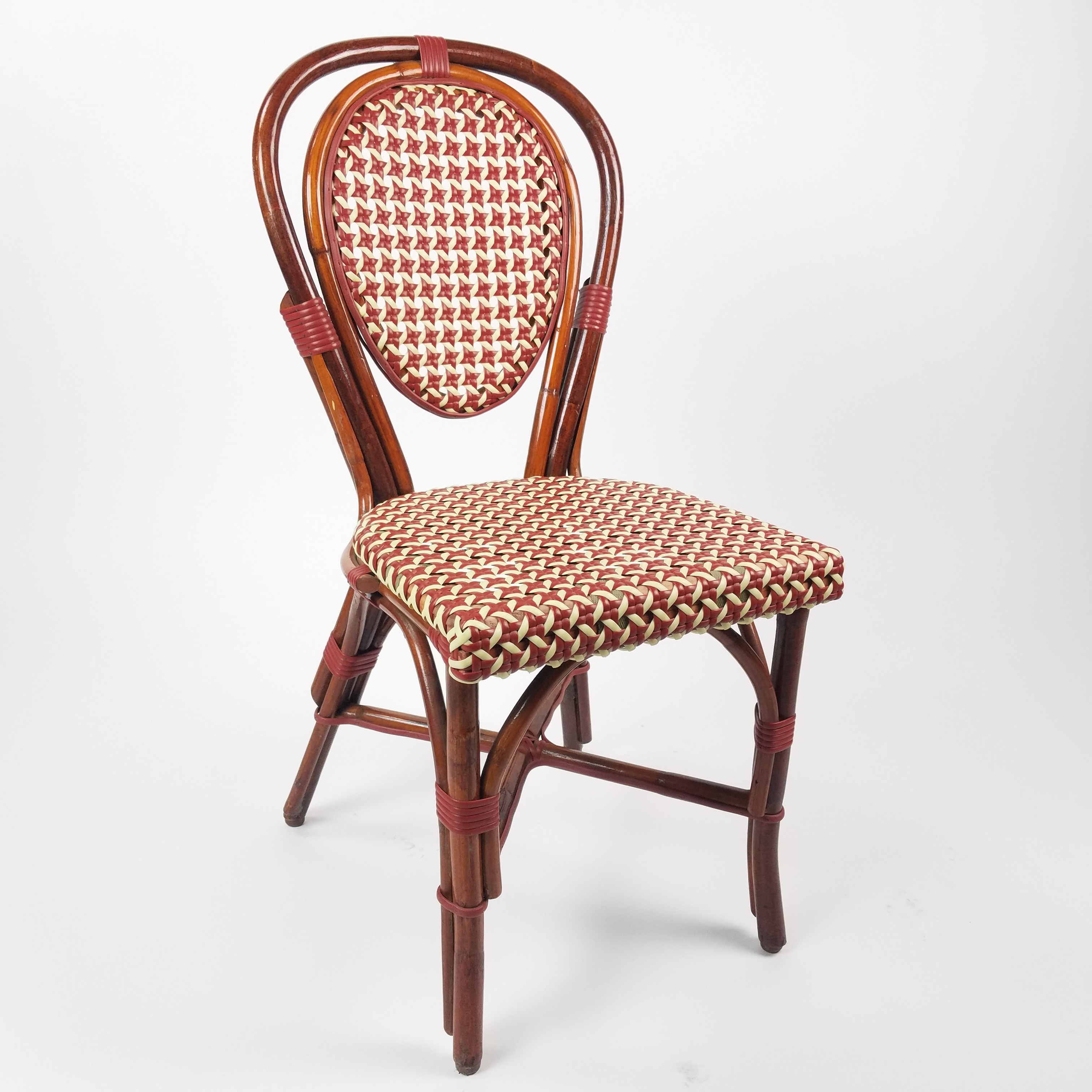 CHAIR / BENTWOOD RATTAN / BISTRO / MAROON & CREAM Air Designs