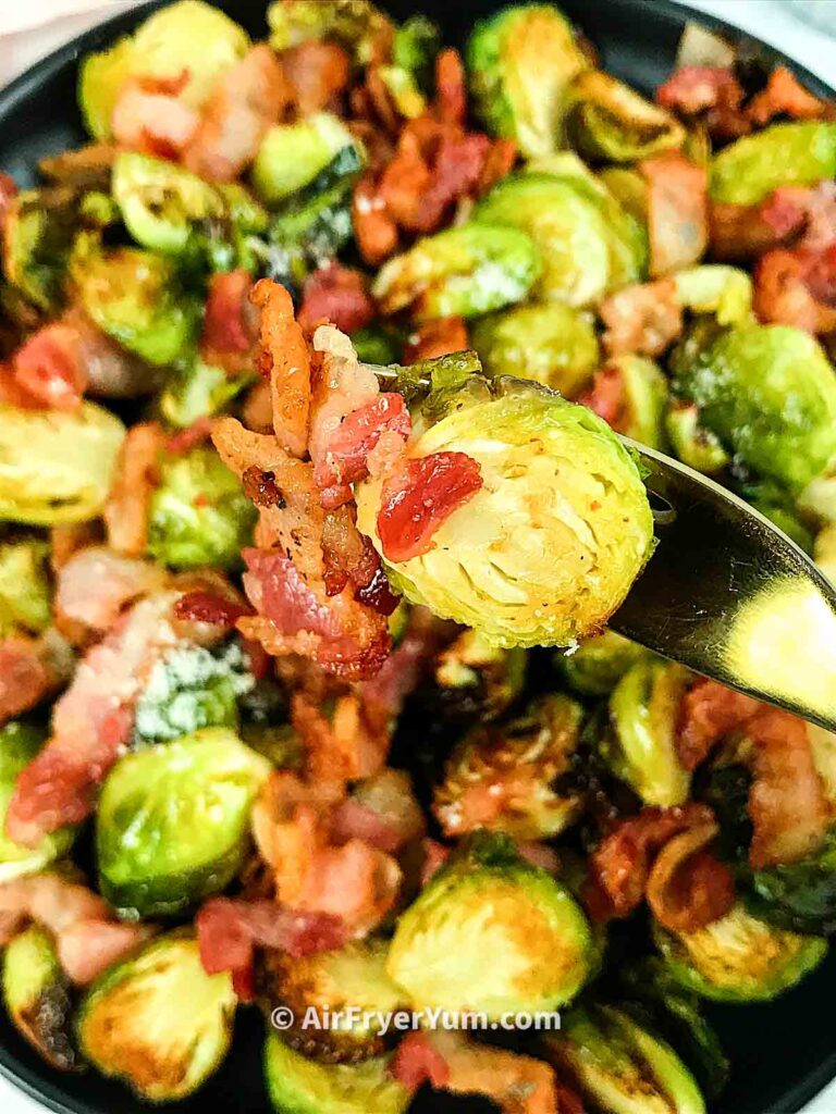 Air fryer Brussel sprouts with bacon Air Fryer Yum