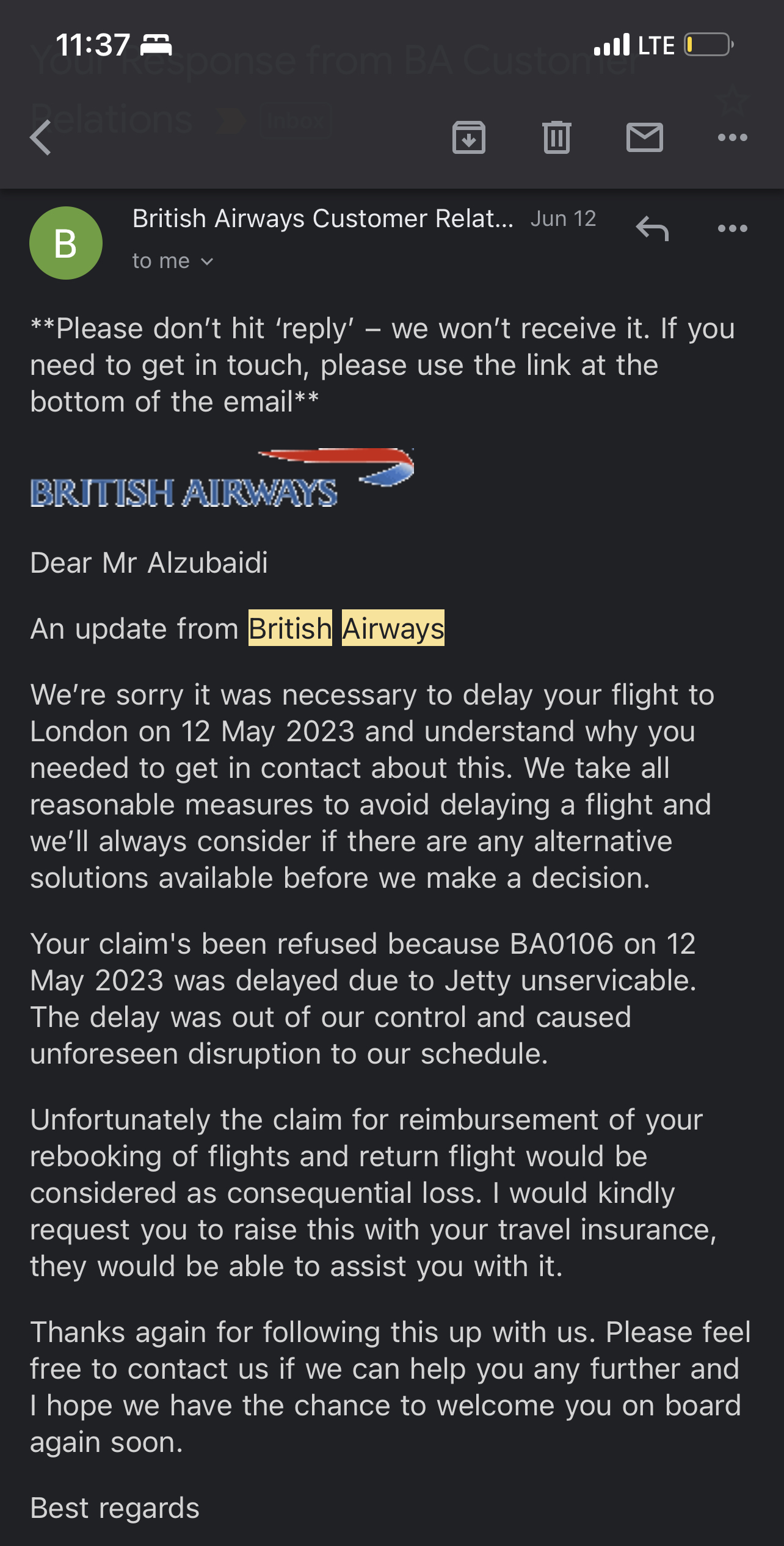 British Airways Customer Reviews SKYTRAX
